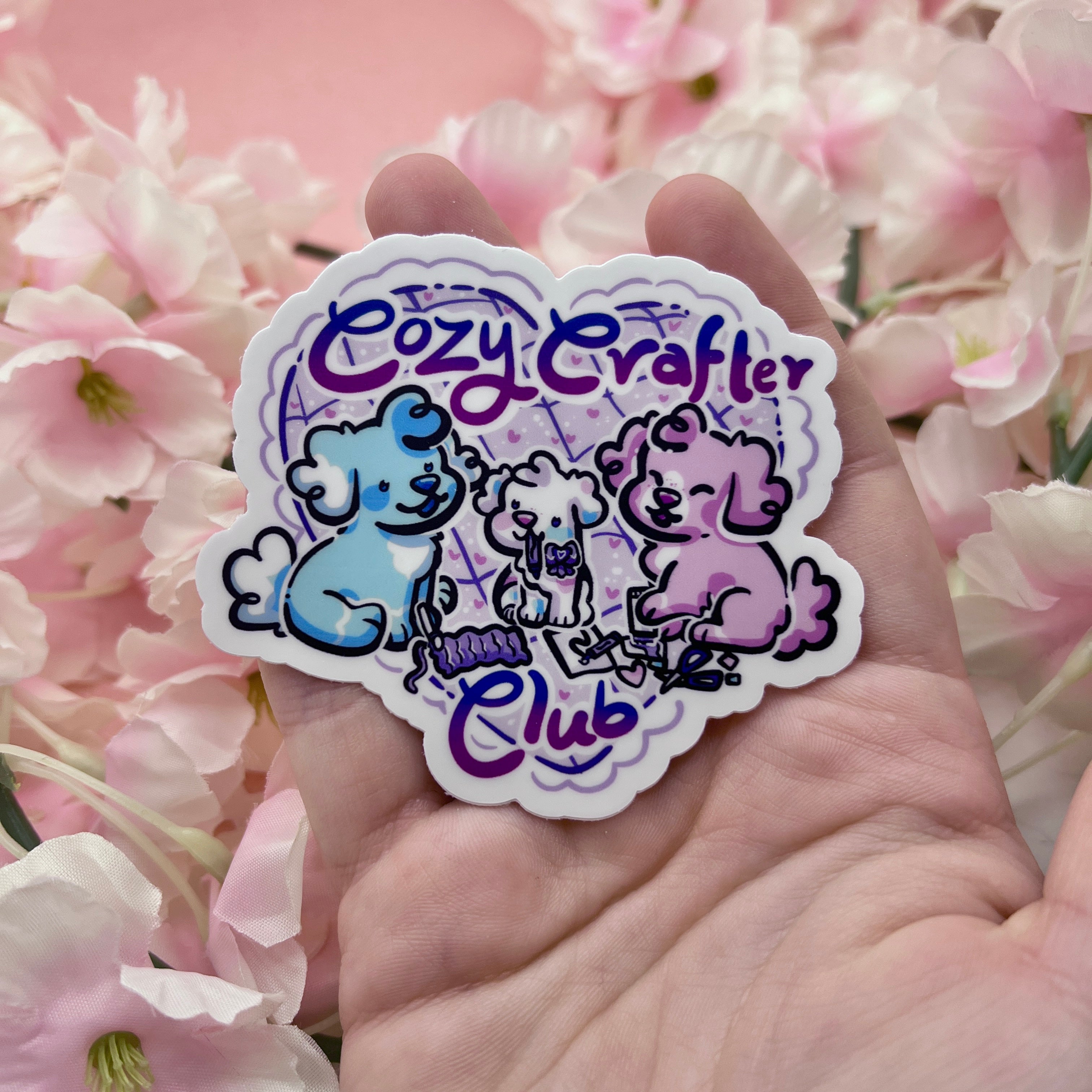 "Cozy Crafter Club" Puppies ~ Sticker