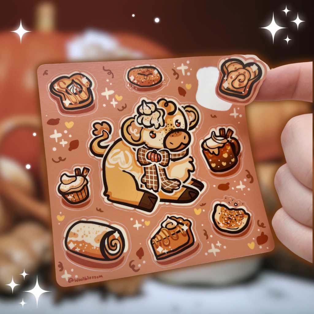 Pumpkin Spice Cow ~ Sticker Sheet