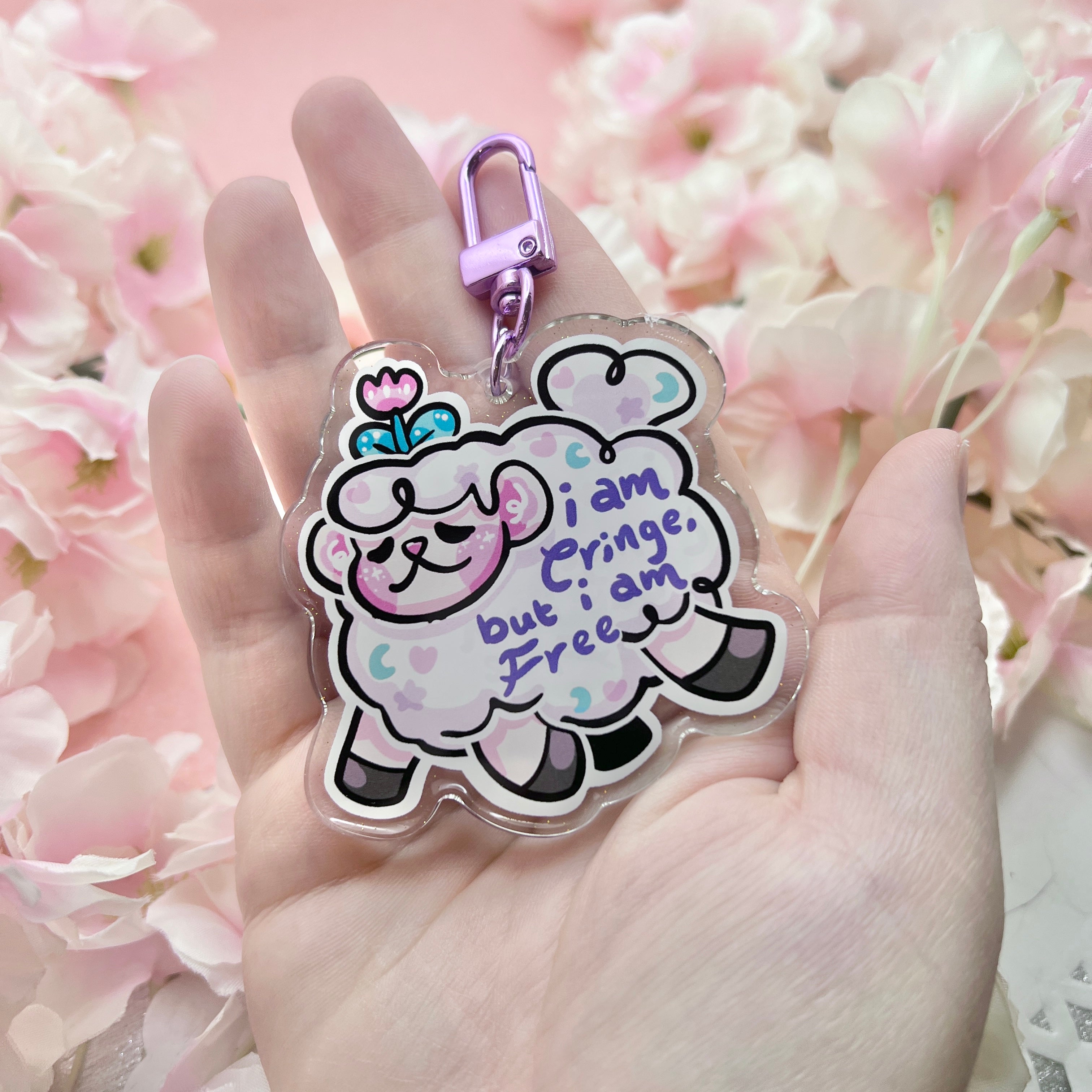 I am Cringe but I am Free ~ Glitter Acrylic Keychain Charm