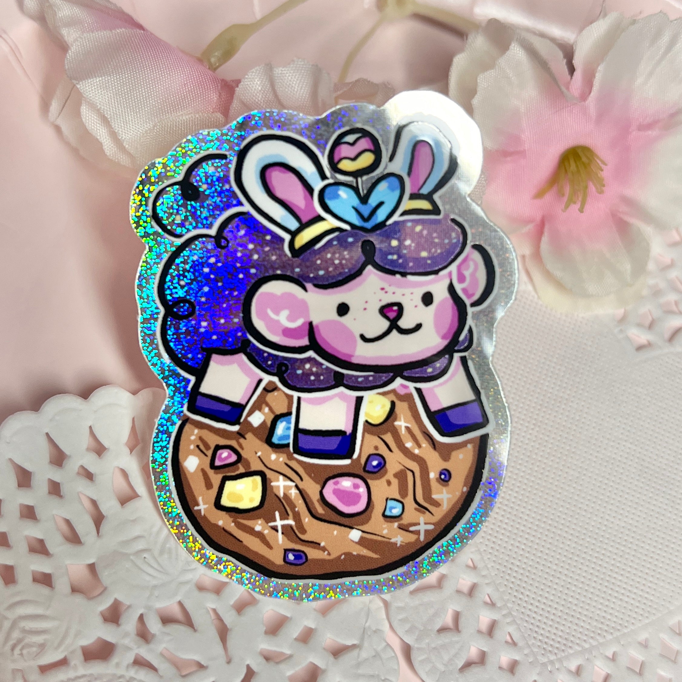 Bunny the Easter Sprout, on a Cookie ~ Pixie Dust Glitter Sticker