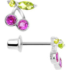 925 Sterling Silver Pink CZ Cherry Stud Youth Earrings