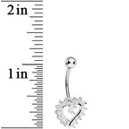 925 Sterling Silver Cubic Zirconia Paved Hollow Heart Belly Ring
