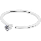 14k Solid White Gold Bendable Nose Hoop 22G 5/16 with CZ