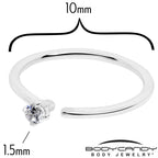 14k Solid White Gold Bendable Nose Hoop 22G 5/16 with CZ
