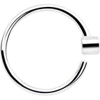 14k Solid White Gold Bendable Nose Hoop 22G 5/16 with Bezel CZ