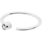 14k Solid White Gold Bendable Nose Hoop 22G 5/16 with Bezel CZ