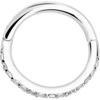 14k Solid White Gold Hinged Segment Ring Forward Facing CZ 18G 5/16