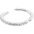 14k Solid White Gold Hinged Segment Ring Forward Facing CZ 18G 5/16