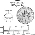 14k Solid White Gold Hinged Segment Ring Forward Facing CZ 18G 5/16