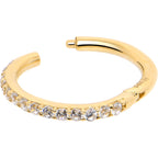 14k Solid Yellow Gold Hinged Segment Ring Forward Facing CZ 18G 5/16