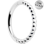 14k Solid White Gold Hinged Segment Ring Forward Facing Twisted 18G 5/16