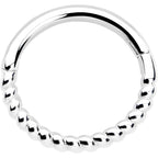 14k Solid White Gold Hinged Segment Ring Forward Facing Twisted 18G 5/16