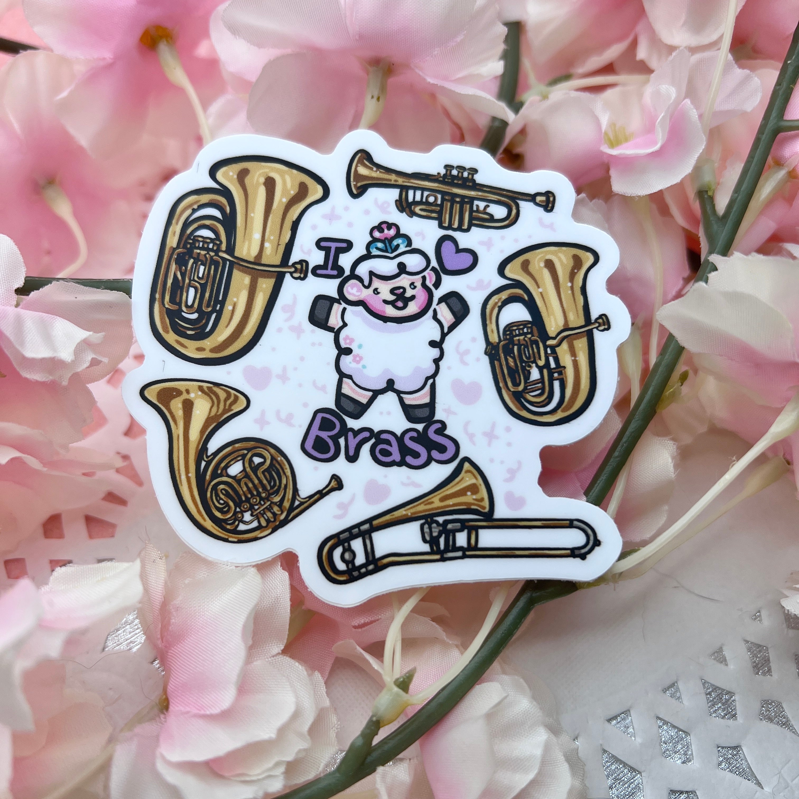 "I Love Brass!" Instruments Sprout ~ Sticker