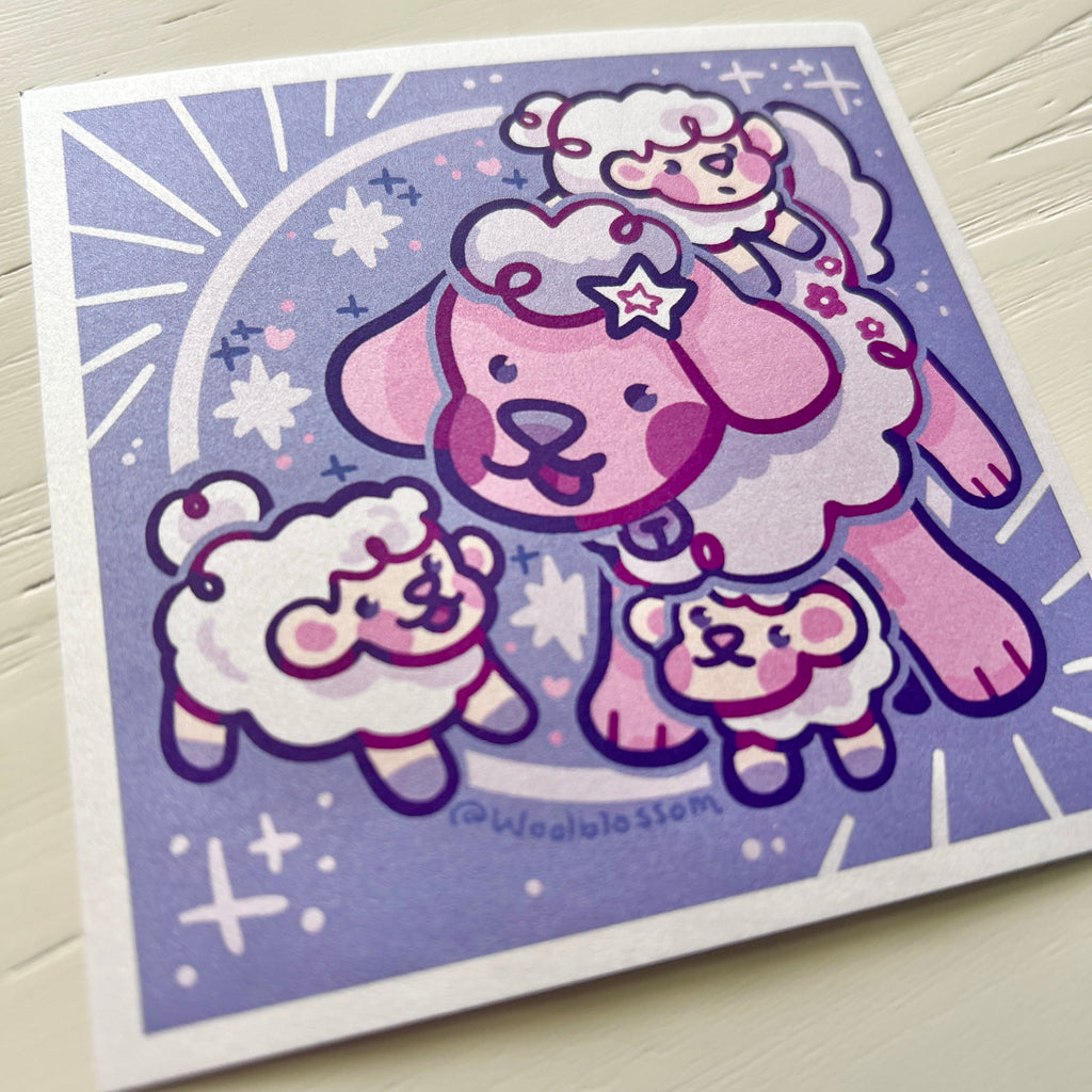 Blossom Puppy & Sheep ~ Shimmer Print