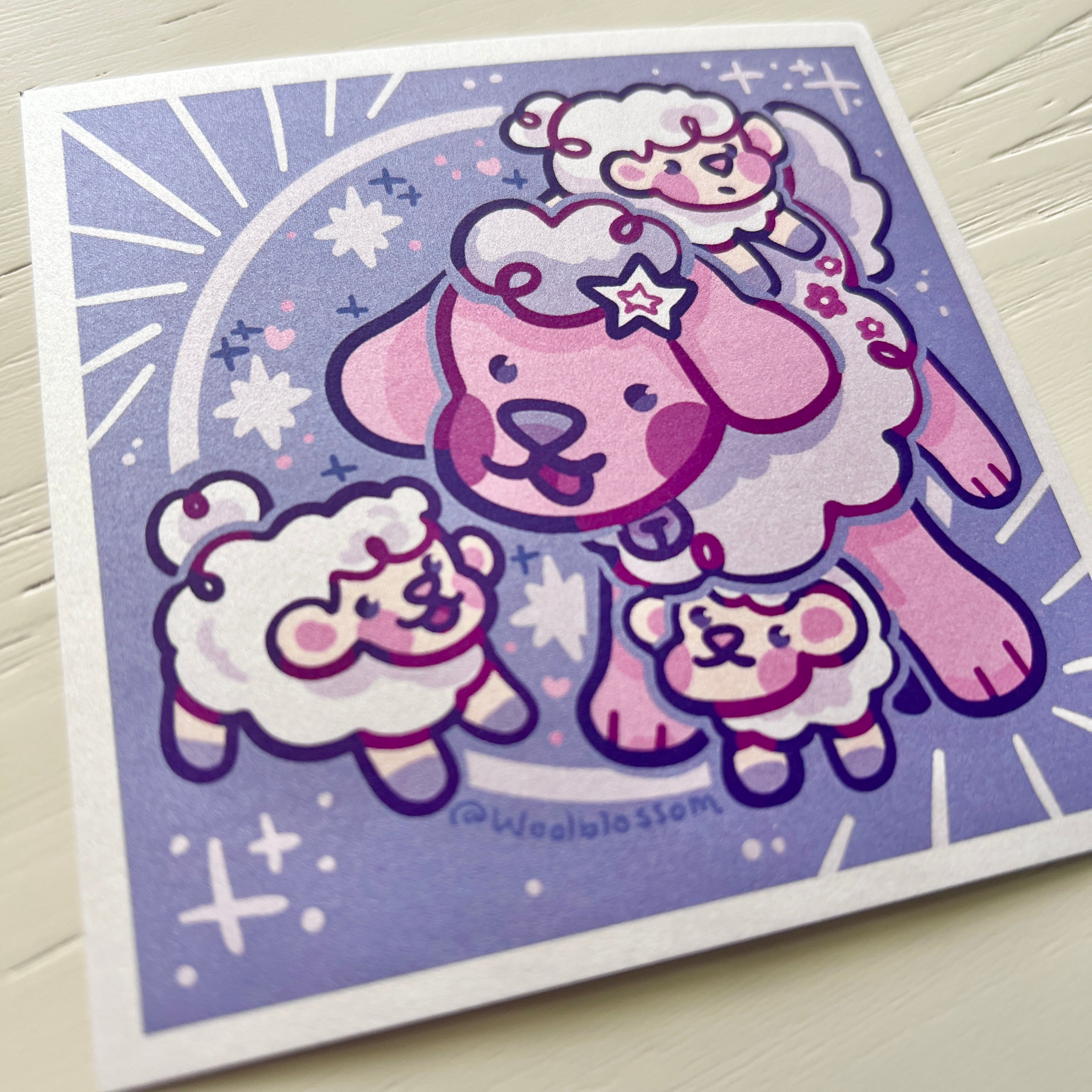 Blossom Puppy & Sheep ~ Shimmer Print