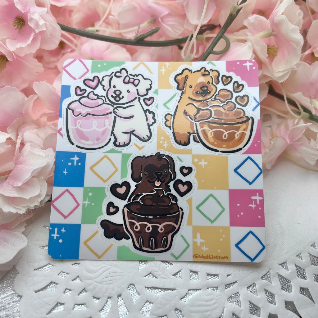 Retro Pudding Puppies ~ Sticker Sheet