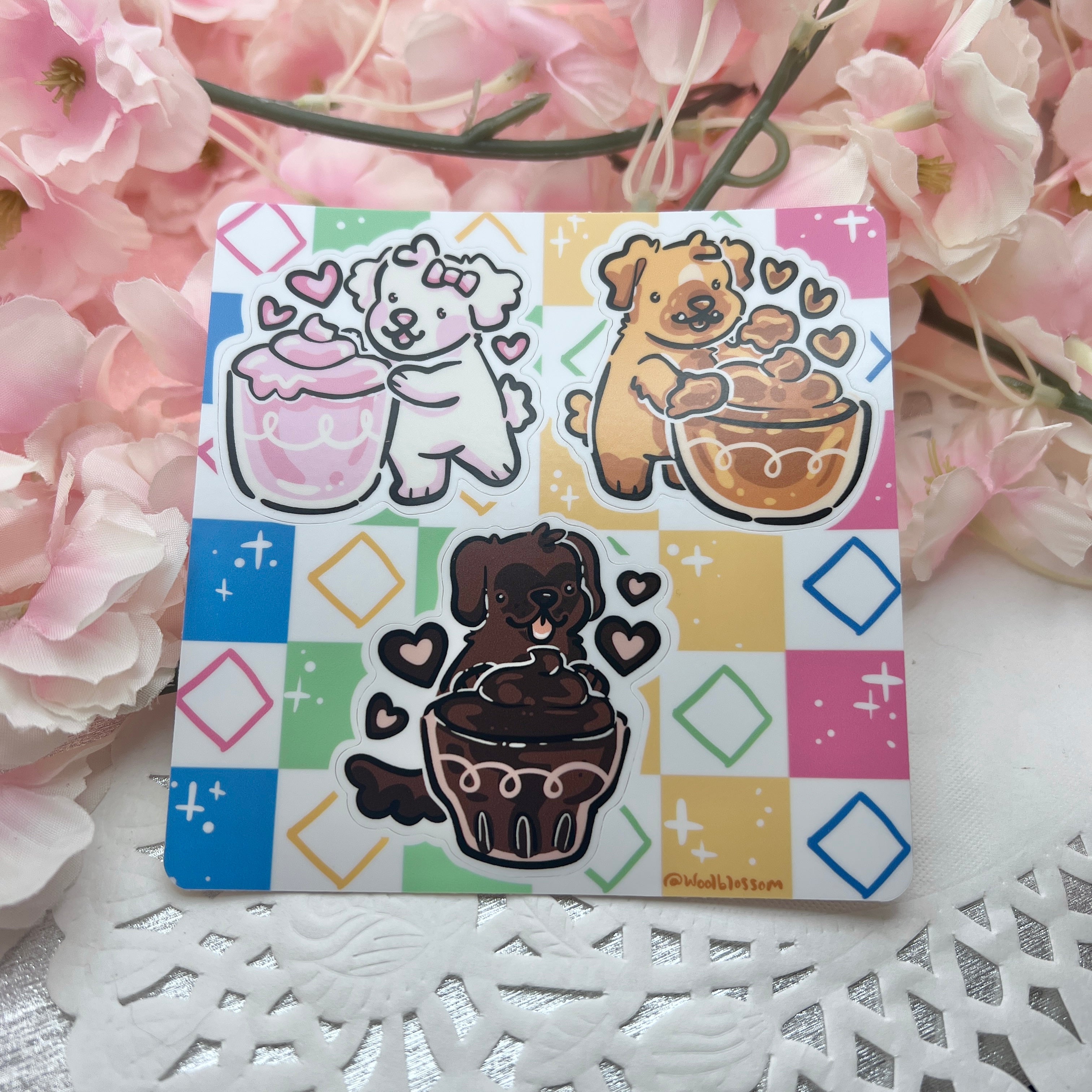 Retro Pudding Puppies ~ Sticker Sheet