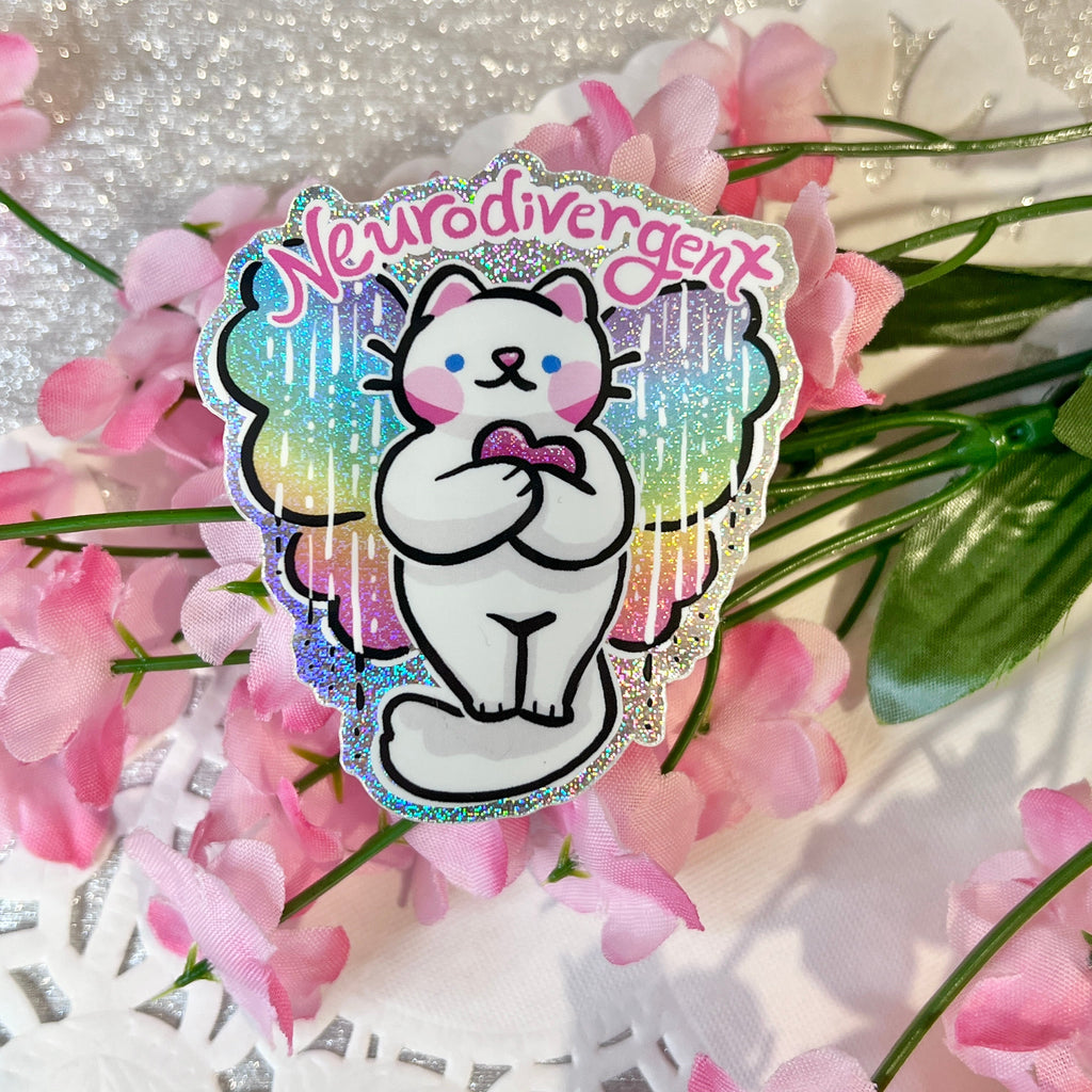 Neurodivergent <3 Cat ~ Pixie Dust Glitter Sticker