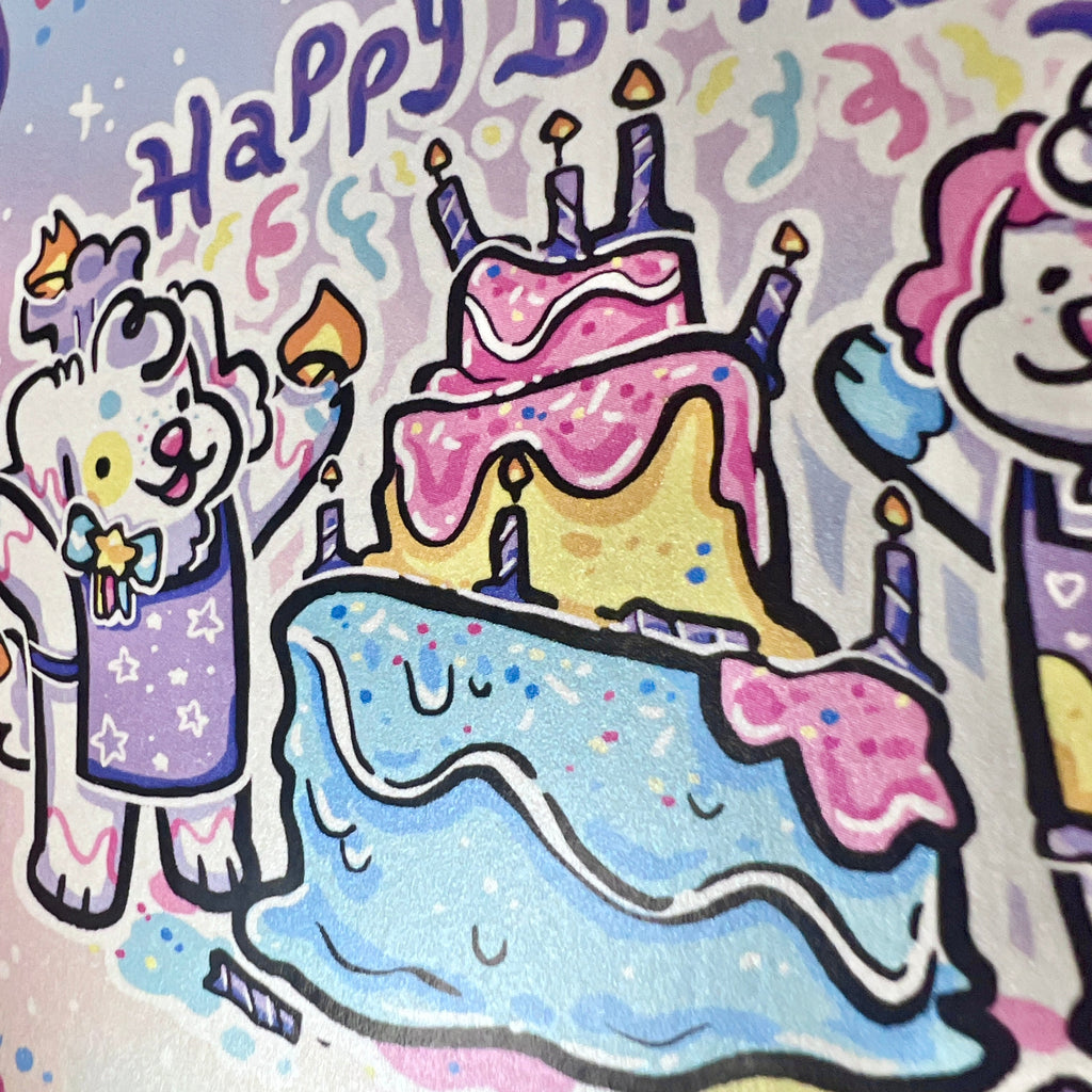 "Happy Birthday!" Confetti and Fondant Birthday Puppies ~ Shimmer Print