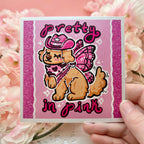 "Pretty in Pink" Fairy Cowgirl Golden Retriever ~ Shimmer Print