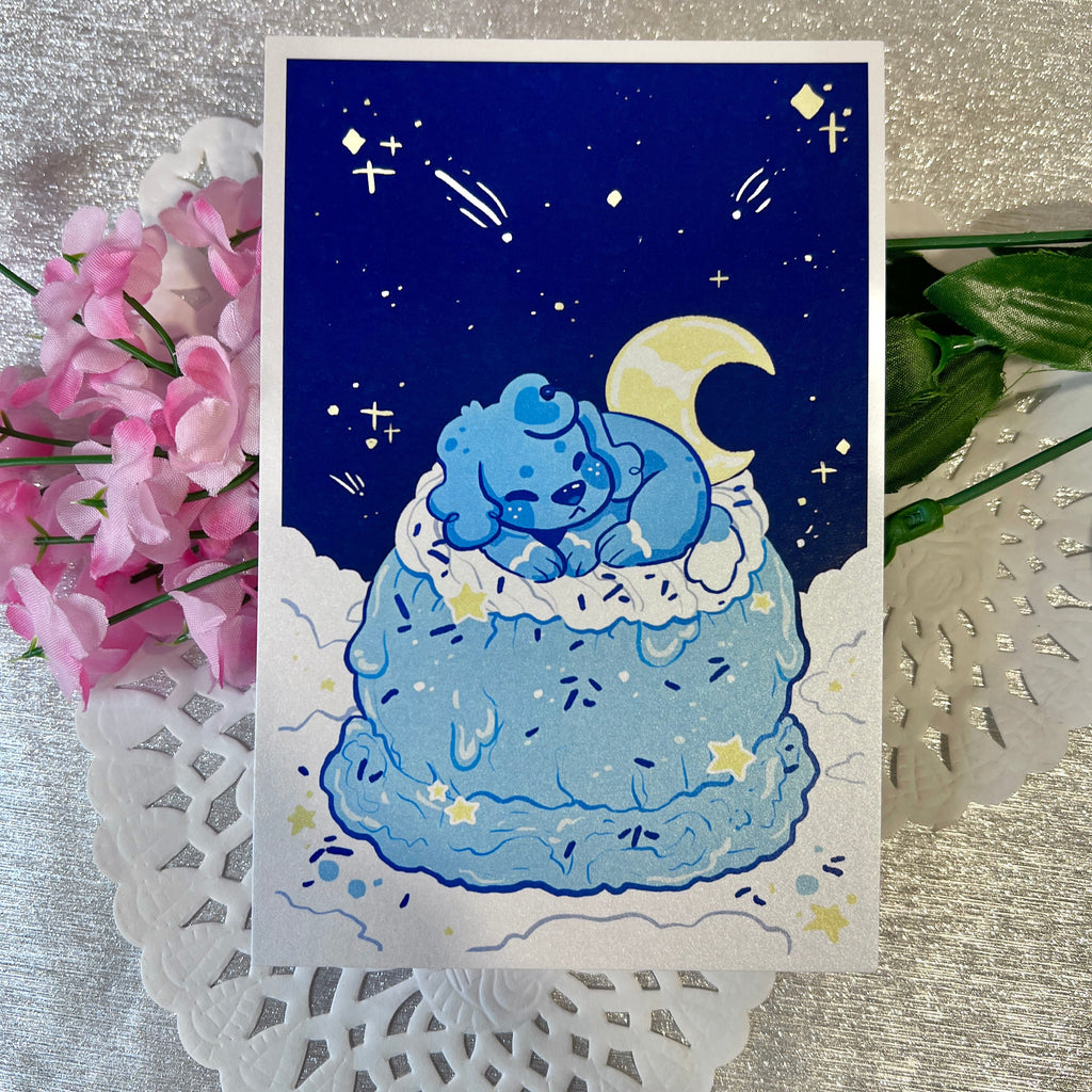 Blue Moon Ice Cream Puppy ~ Shimmer Print
