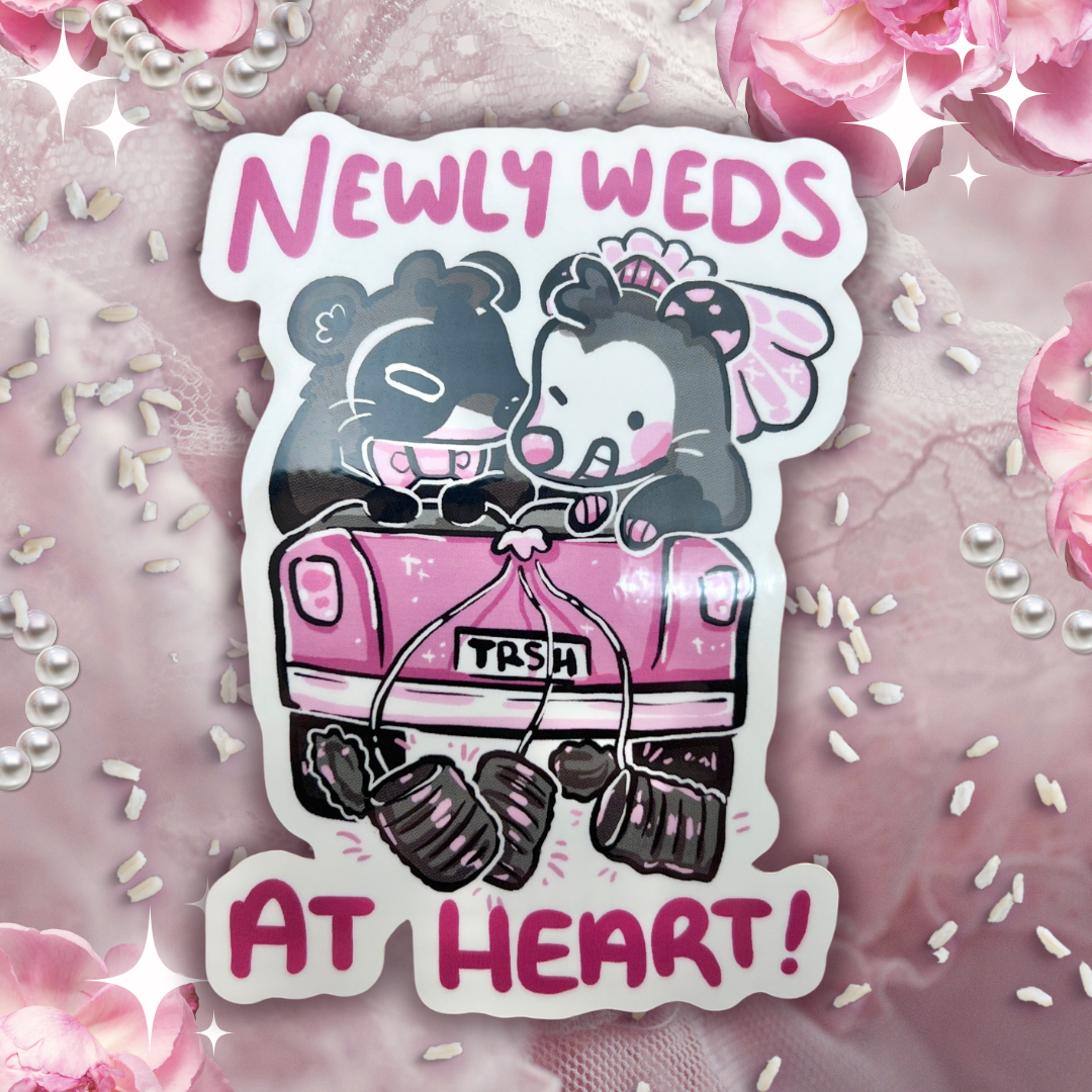 "Newly Weds At Heart!" Raccoon & Opossum ~ Sticker