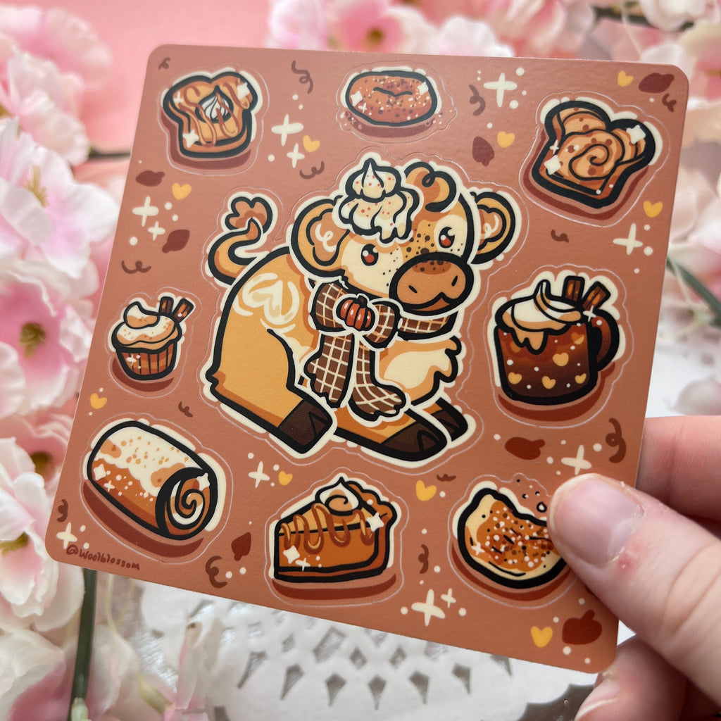 Pumpkin Spice Cow ~ Sticker Sheet