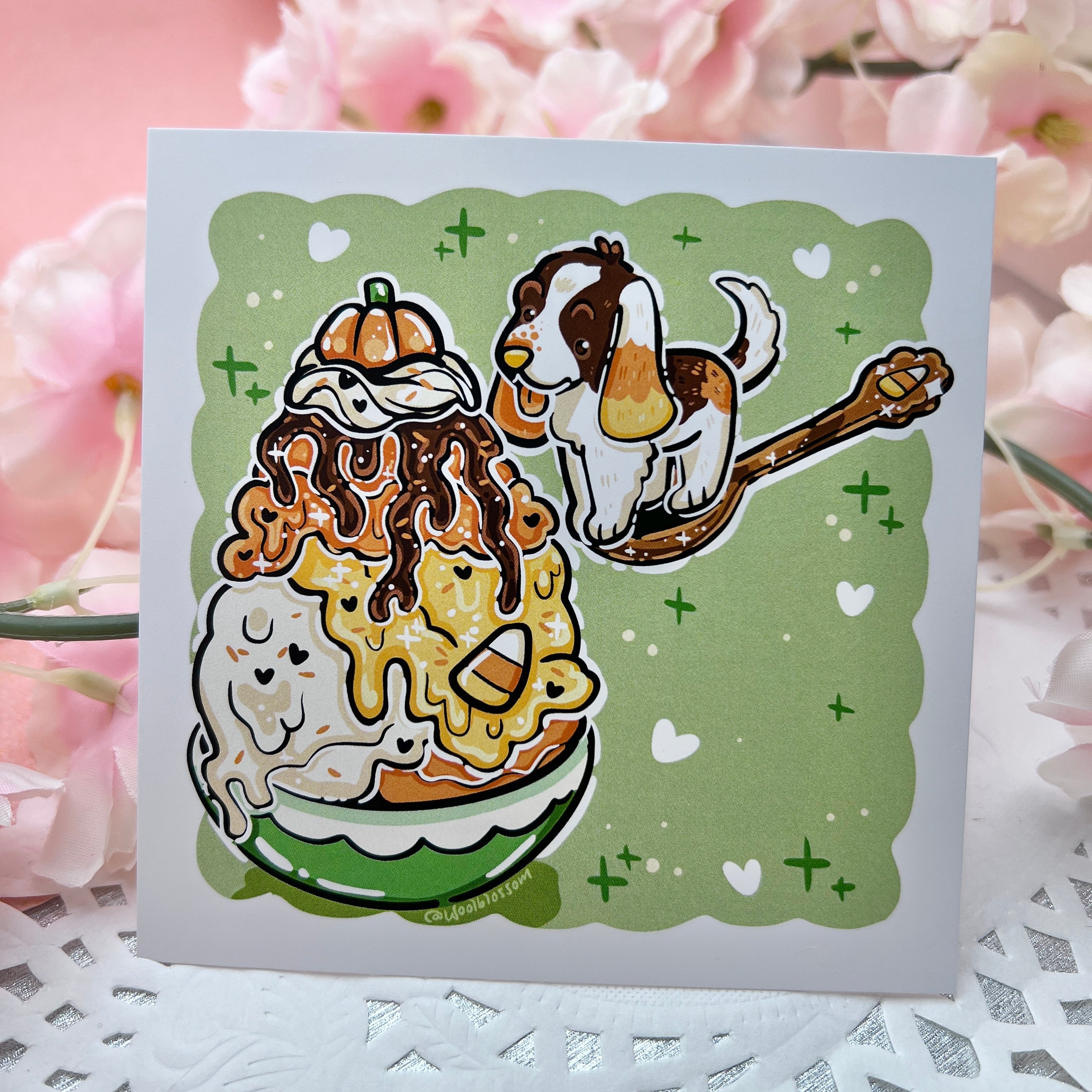 Candy Corn Sundae Basset Hound ~ Print