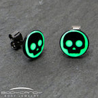 Simple Skull Glow in the Dark Stud Earrings by Onyx O