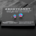Rainbow Sea Floating Flamingo Stud Earrings by Onyx O