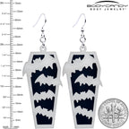 Glowing Bats Coffin Glow in the Dark Dangle Earrings by Onyx O