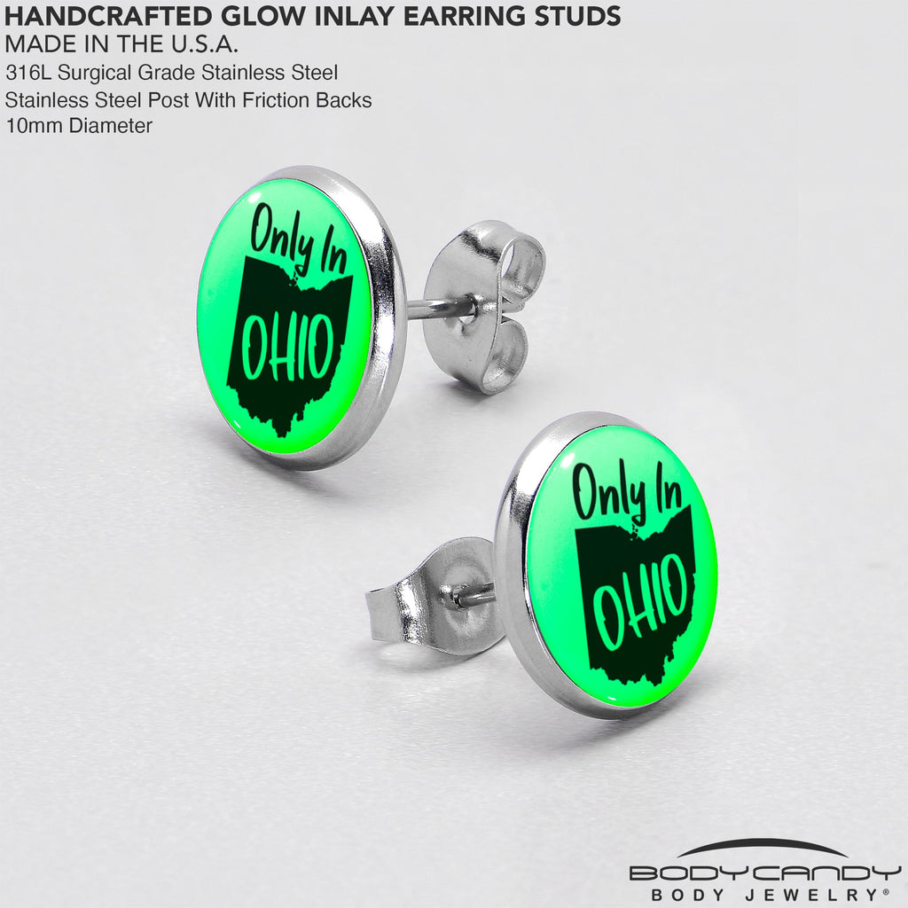 Only in Ohio Glow in the Dark Stud Earrings by Onyx O