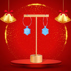 Ice Blue Winter Snowflake Hoop Earrings