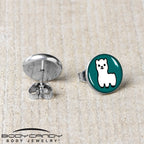White Llama Stud Earrings by Onyx O