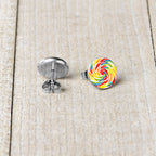 Rainbow Swirl Lollipop Stud Earrings by Onyx O