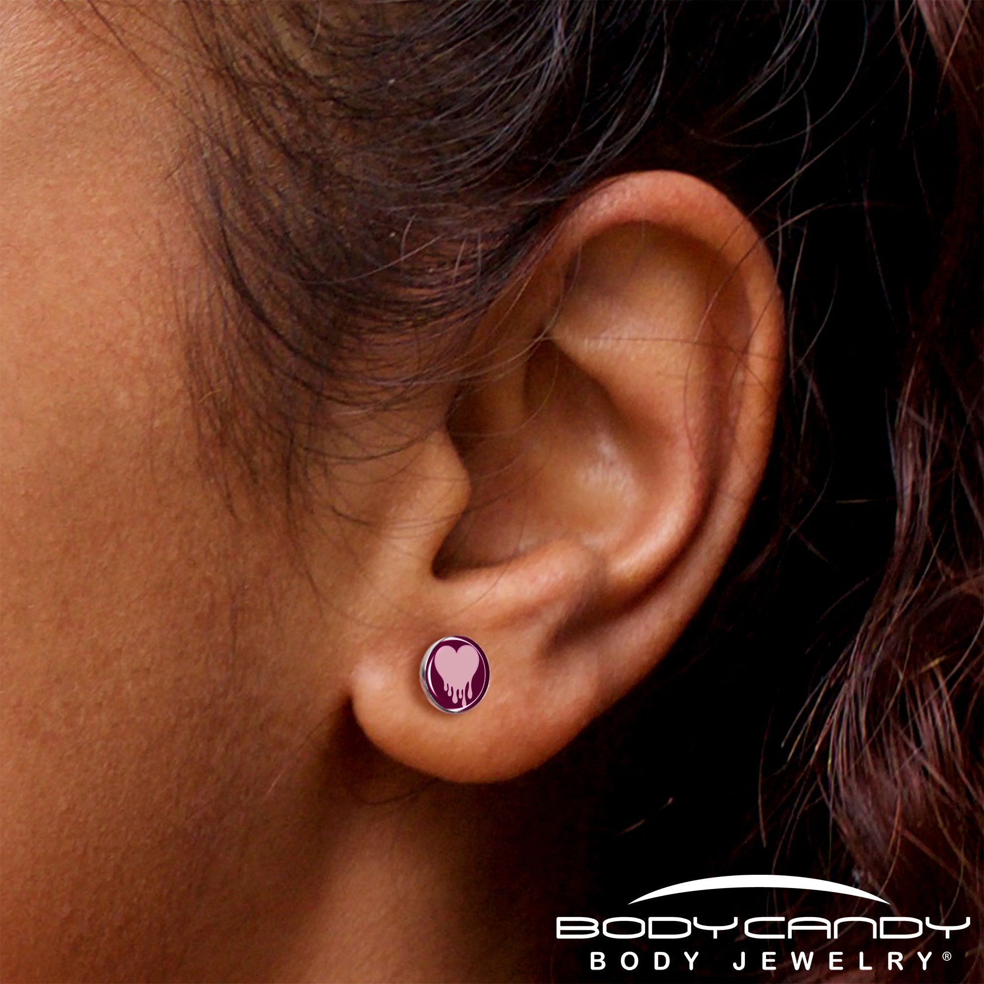 Pinkish Melting Heart Stud Earrings by Onyx O