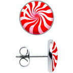 Holiday Peppermint Candy Stud Earrings