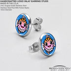 Swimming Pink Pufferfish Stud Earrings by Onyx O