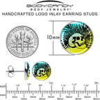 Blue Haze Sunset Skull and Palms Stud Earrings by Onyx O