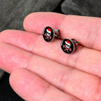 Santa Pirate Candy Cane Skull Stud Earrings by Onyx O