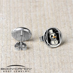 Christmas Holiday Spooky Snowman Stud Earrings by Onyx O