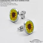 Blossom Creation Yellow Sunflower Stud Earrings by Onyx O