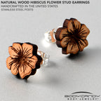 Natural Maple Wood Spring Flowers Stud Earrings