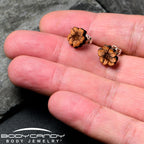 Natural Maple Wood Spring Flowers Stud Earrings