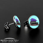 Holiday Christmas Hearse Stud Earrings by Onyx O