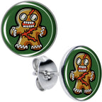 Christmas Holiday Zombie Gingergread Man Stud Earrings by Onyx O