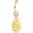 Clear Gem Yellow Golden Easter Decorated Egg Dangle Belly Ring