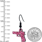 Pink Glitter Gun Fishhook Dangle Earrings