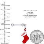 Custom Personalized Holiday Christmas Stocking Dangle Cartilage Earring
