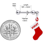 Custom Personalized Holiday Christmas Stocking Dangle Cartilage Earring
